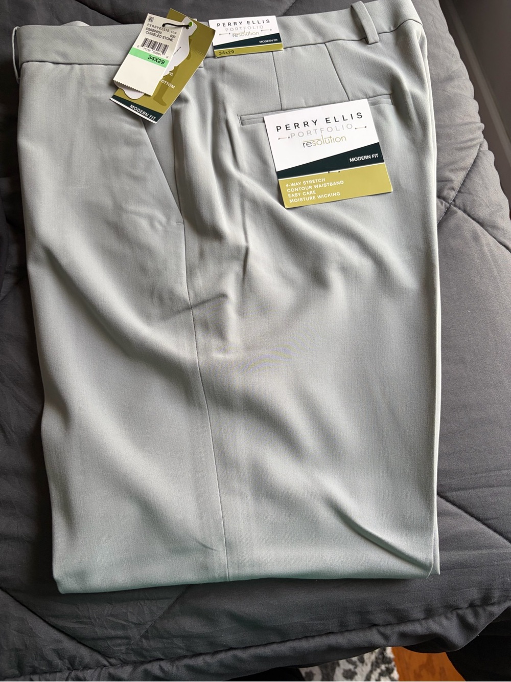Perry Ellis Light Gray Flat Front Men's dress pants